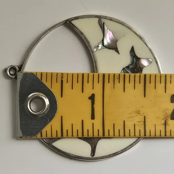 Vintage Alpaca Mexico Abalone Shell stars Silver Pendant - Picture 11 of 11